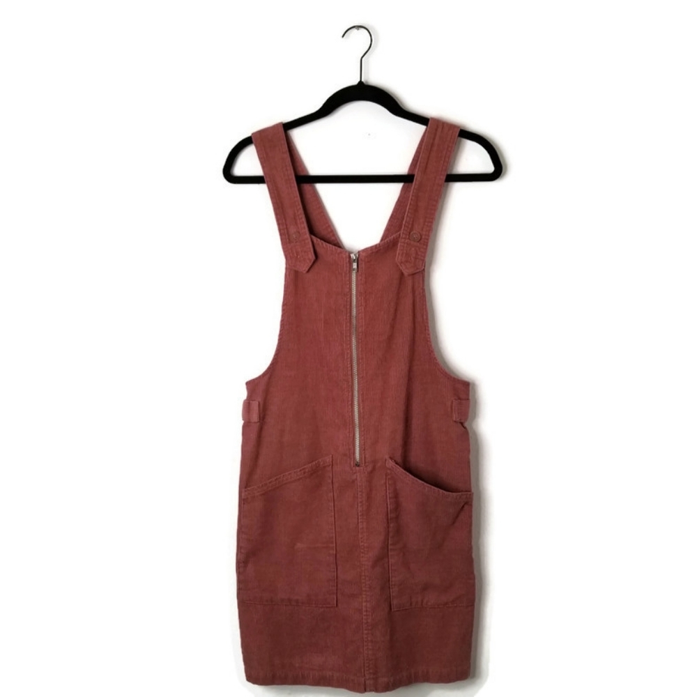 WILD FABLE Rustic Pink 100% Cotton Front Mid Zip Corduroy Overall Skirt Dress S